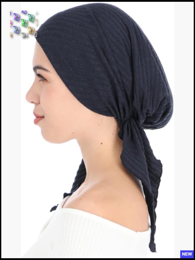 Sparkly Foil Pretied Head Scarf Stretchy Ribbed Fabric Elegant Chic Accessory